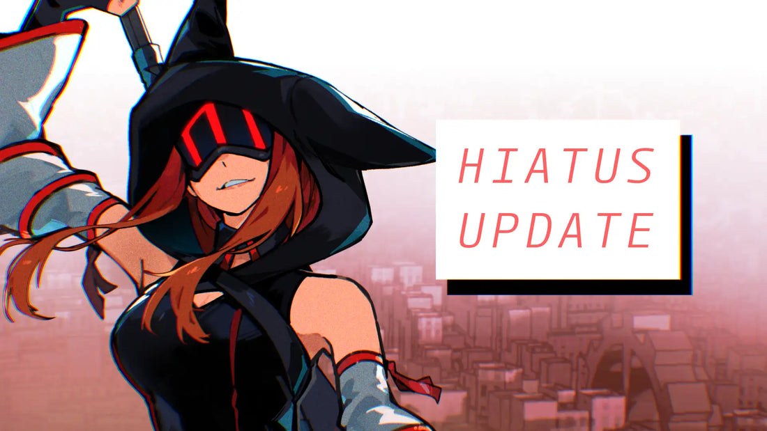 Julia smiles at the camera. Beside her, text says "Hiatus update"